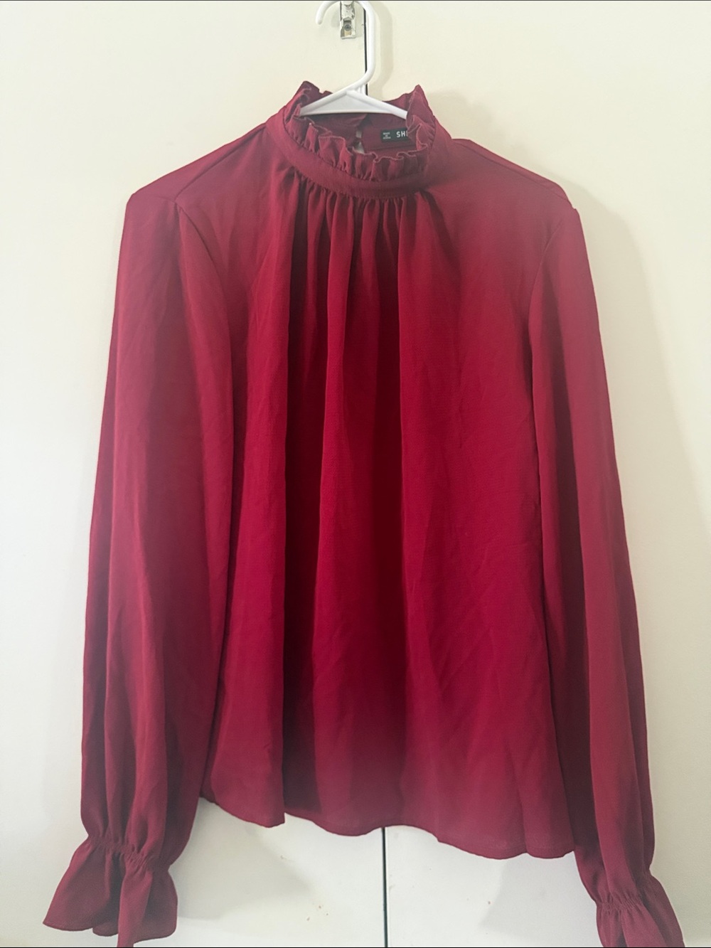 Red Ruffled High-Neck Blouse - Women Tops